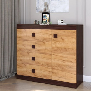 Comoda 5 Sonata, Wenge inchis, Stejar kraft gold