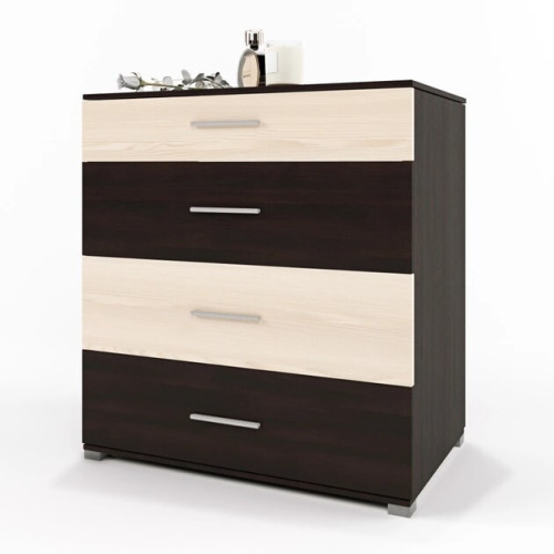 Comoda Breeze K-5, Wenge inchis, Stejar de lapte, Ghidaje telescopice Comoda Breeze K-5, Wenge inchis, Stejar de lapte, Ghidaje telescopice