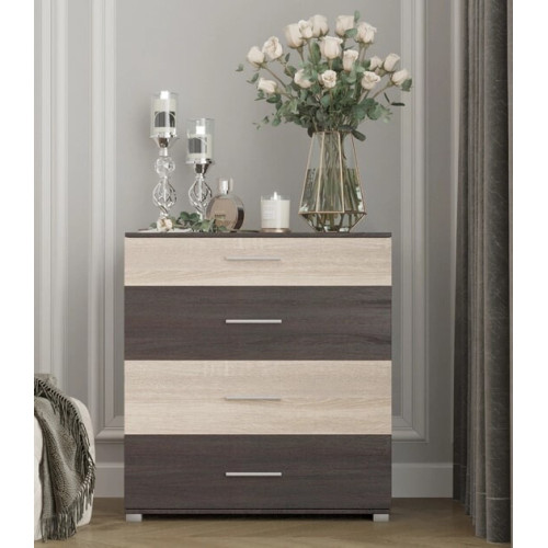 Comoda Breeze K-5, Wenge inchis, Stejar de lapte, Ghidaje telescopice Comoda Breeze K-5, Wenge inchis, Stejar de lapte, Ghidaje telescopice