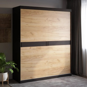Dulapul glisant Sonata 1800, Wenge inchis, Stejar kraft gold