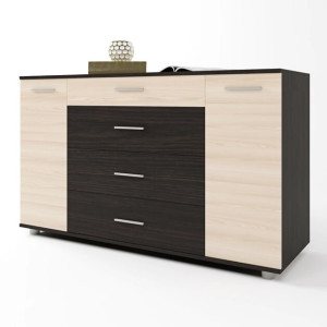 Comoda Breeze K-6, Wenge inchis, Stejar de lapte, Ghidaje telescopice