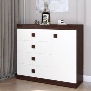 Comoda 5 Sonata, Wenge inchis, Alb