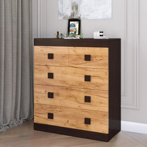 Comoda 3 Sonata, Wenge inchis, Stejar kraft gold