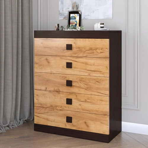 Comoda 2 Sonata, Wenge inchis, Stejar kraft gold