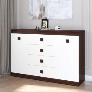 Comoda 8 Sonata, Wenge inchis, Alb