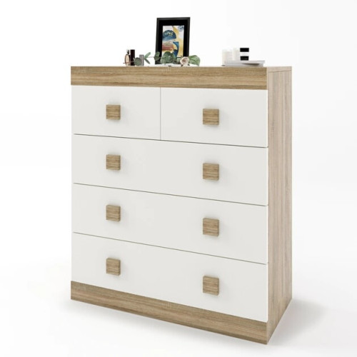 Comoda 3 Sonata, Wenge inchis, Stejar kraft gold