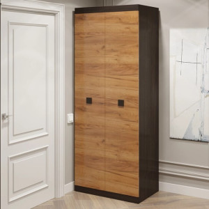 Dulap cu doua usi 800 Sonata, Wenge inchis, Stejar kraft gold