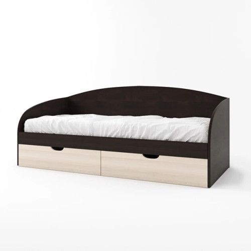 Pat Comfort cu baza de saltea din PAL 80x190 cm, Wenge inchis, Stejar de lapte Pat Comfort cu baza de saltea din PAL 80x190 cm, Wenge inchis, Stejar de lapte