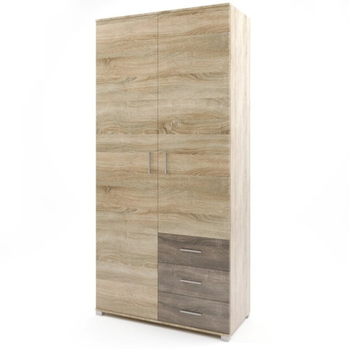 Dulap cu doua usi Breeze ShP-4 cu sertare, Stejar Sonoma, Trufe