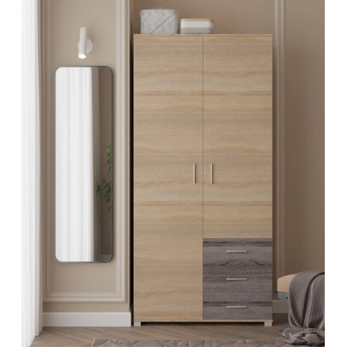 Dulap cu doua usi Breeze ShP-4 cu sertare, Stejar Sonoma, Trufe