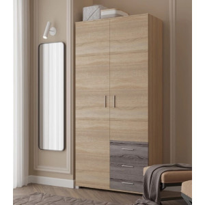 Dulap cu doua usi Breeze ShP-4 cu sertare, Stejar Sonoma, Trufe