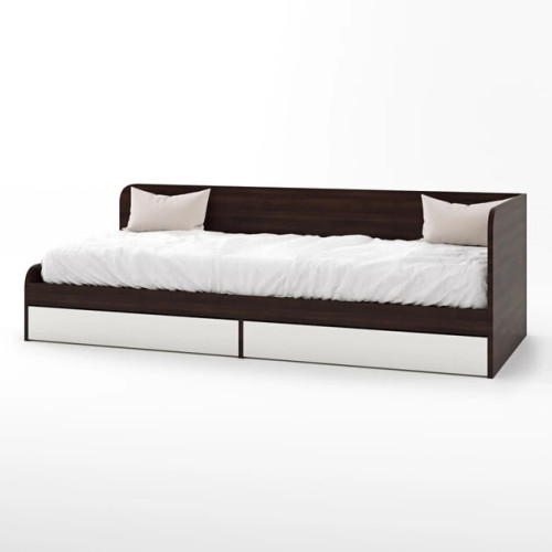 Pat cu sertare Sonata 800 cu cadru de saltea din PAL 82x190 cm, Stejar Kraft Alb