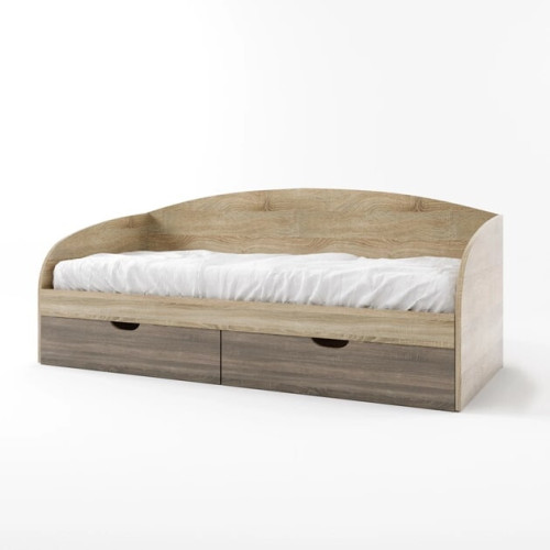 Pat Comfort cu baza de saltea din PAL 80x190 cm, Wenge inchis, Stejar de lapte Pat Comfort cu baza de saltea din PAL 80x190 cm, Wenge inchis, Stejar de lapte