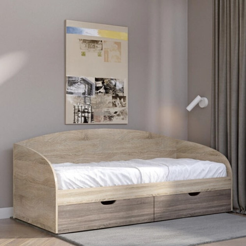 Pat Comfort cu baza de saltea din PAL 80x190 cm, Stejar Sonoma, Trufe