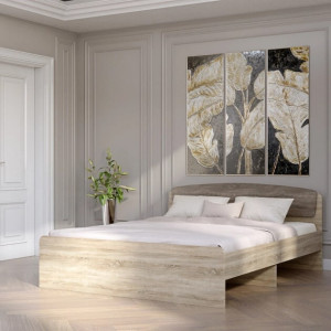 Pat dublu Astoria cu baza de saltea din PAL 160x200 cm, Stejar Sonoma, Trufe