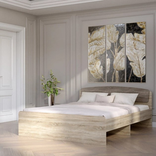 Pat dublu Astoria cu baza de saltea din PAL 160x200 cm, Stejar Sonoma, Trufe