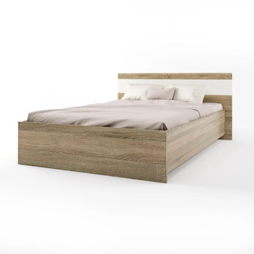 Pat Sonata 1400 fara lamele 140x200 cm, Stejar Kraft Alb