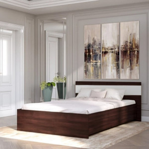 Pat Sonata 1400 fara lamele 140x200 cm, Wenge inchis, Alb