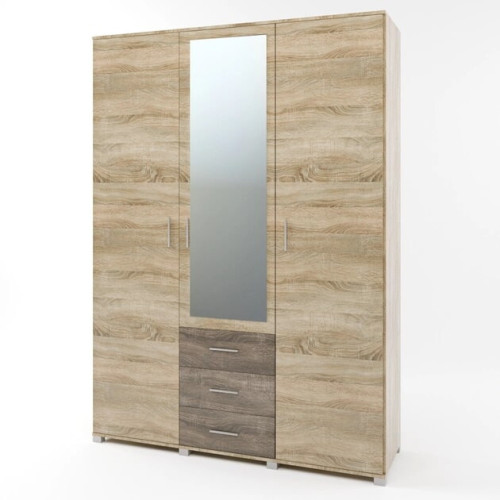 Dulap cu trei usi Breeze ShP-5 cu oglinda, Stejar Sonoma, Trufe Dulap cu trei usi Breeze ShP-5 cu oglinda, Stejar Sonoma, Trufe