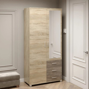 Dulap cu doua usi Breeze ShP-4 cu oglinda, Stejar Sonoma, Trufe