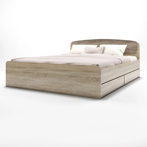 Pat cu 4 sertar Astoria cu baza de saltea din PAL 160x200 cm, Stejar Sonoma, Trufe