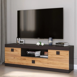 Dulap TV 1500 Sonata, Wenge inchis, Stejar kraft gold