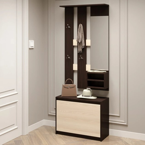Hol de intrare Mix, Wenge inchis, Stejar de lapte