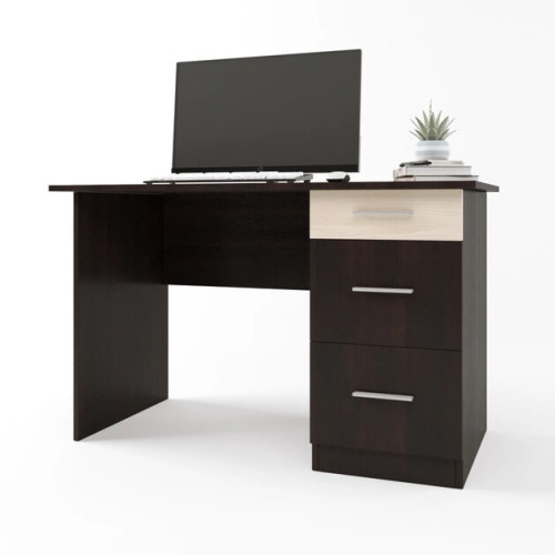 Birou de calculator Scolar-4, Wenge inchis, Stejar de lapte
