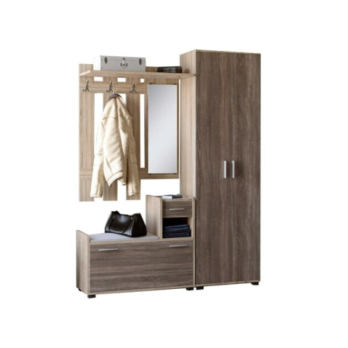 Hol de intrare Tandem-R cu dulap cu balamale ShP 1, Wenge inchis, Stejar de lapte