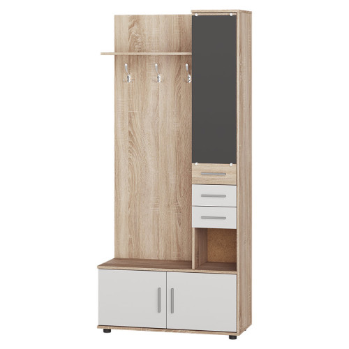 Set de hol Riviera, Stejar Sonoma / Alb, 90 x 38 x 200 cm