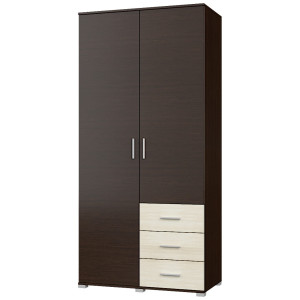 Dulap cu doua usi Breeze ShP-4 cu sertare, Wenge inchis, Stejar de lapte