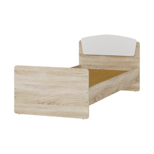 Pat pentru copii Astoria-2 cu baza de saltea din PAL 80x190 cm, Stejar Sonoma, Alb