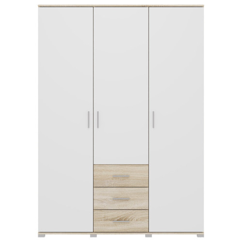 Dulap Breeze ShP-5, 3 uși, cu sertare, Stejar Sonoma / Alb