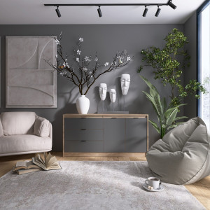 Comoda 1500 City, Stejar Sonoma, Graphite