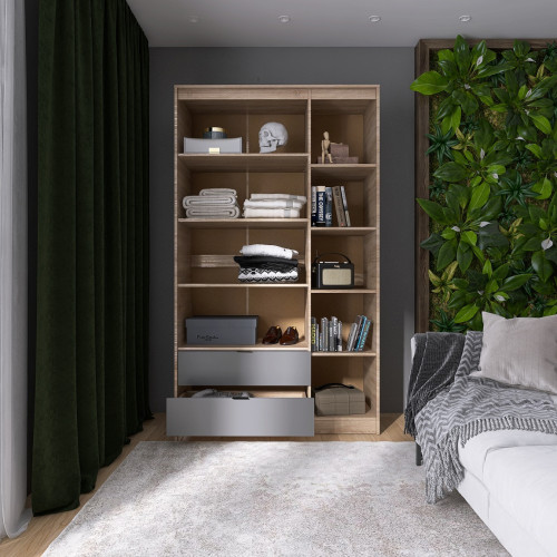 Dulap cu trei usi 1200 CITY cu rafturi, Stejar Sonoma, Graphite Dulap cu trei usi 1200 CITY cu rafturi, Stejar Sonoma, Graphite