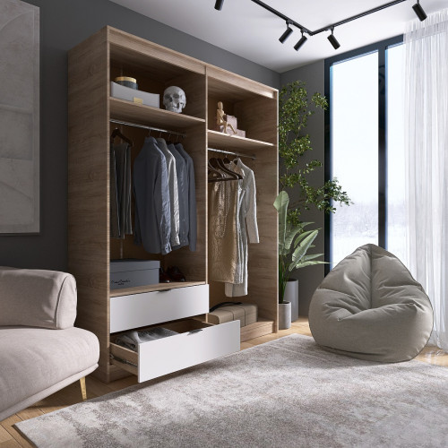 Dulap cu patru usi 1600 CITY, Stejar Sonoma, Alb Dulap cu patru usi 1600 CITY, Stejar Sonoma, Alb