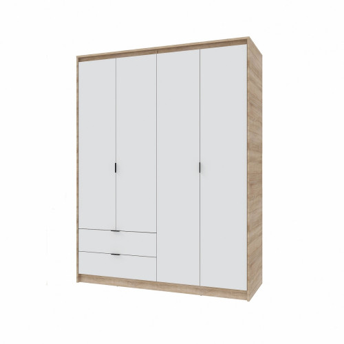 Dulap cu patru usi 1600 CITY, Stejar Sonoma, Alb Dulap cu patru usi 1600 CITY, Stejar Sonoma, Alb