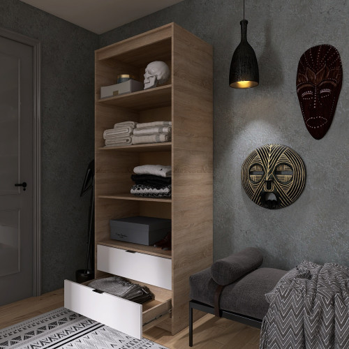 Dulap cu rafturi 800 CITY, Stejar Sonoma, Alb