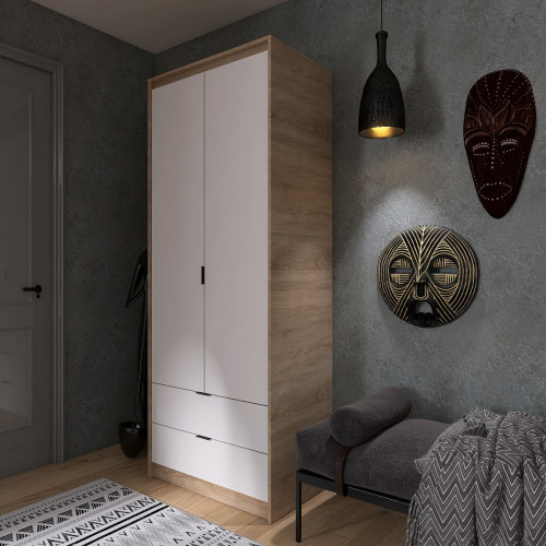 Dulap cu rafturi 800 CITY, Stejar Sonoma, Alb