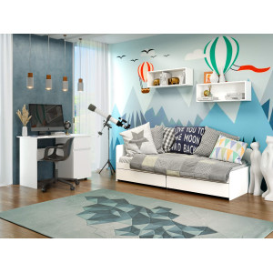 Set mobilier camera copii Light 1, Nymphaea Alba, Alb