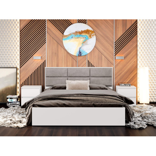 Set dormitor Light 1, pat 160 x 200 cm, Nymphaea Alba, Alb