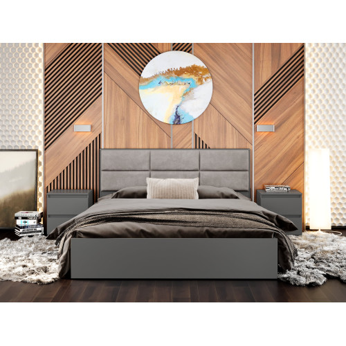 Set dormitor Light 1, pat 160 x 200 cm, Grafit