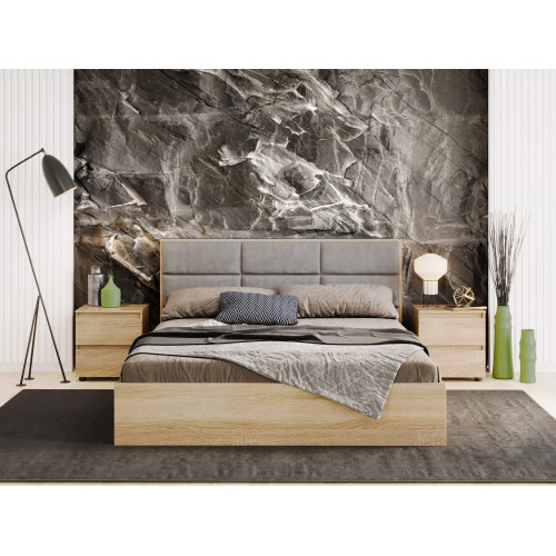 Set dormitor Light 1, pat 160 x 200 cm, Stejar Sonoma