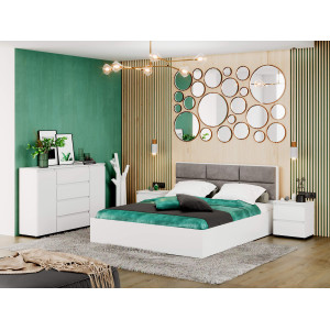 Set dormitor Light 2, pat 160 x 200 cm, Nymphaea Alba, Alb