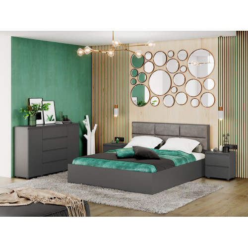 Set dormitor Light 2, pat 160 x 200 cm, Grafit