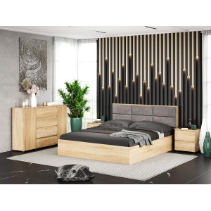 Set dormitor Light 2, pat 160 x 200 cm, Stejar Sonoma