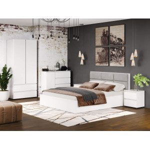 Set dormitor Light 3, pat 160 x 200 cm, Nymphaea Alba, Alb