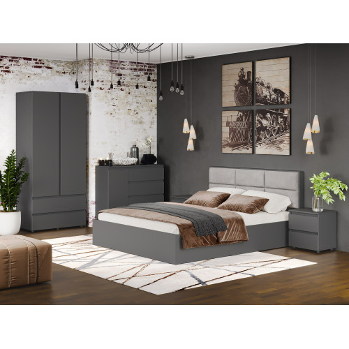 Set dormitor Light 3, pat 160 x 200 cm, Grafit
