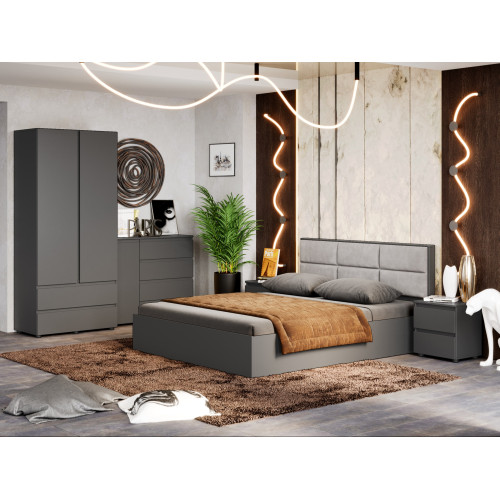 Set dormitor Light 3, pat 160 x 200 cm, Grafit