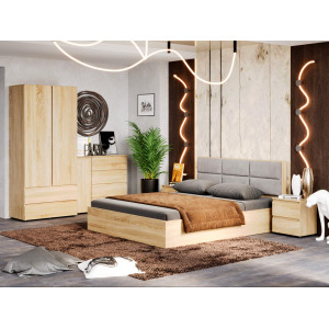 Set dormitor Light 3, pat 160 x 200 cm, Stejar Sonoma